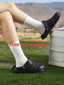 1 双男女款休闲透气一脚蹬凉鞋，轻便平底户外/室内拖鞋，适合情侣、海滩和海边 - 黑色 - 查看 2