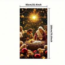 علم الباب ثنائي الأبعاد، 1 قطعة خلفية حفلة عيد الميلاد الشرقية لتغطية باب الترحيب - علم بوليستر لعيد الشكر والميلاد ورأس السنة والمناسبات الخاصة - قطعة واحدة - مشاهدة 4