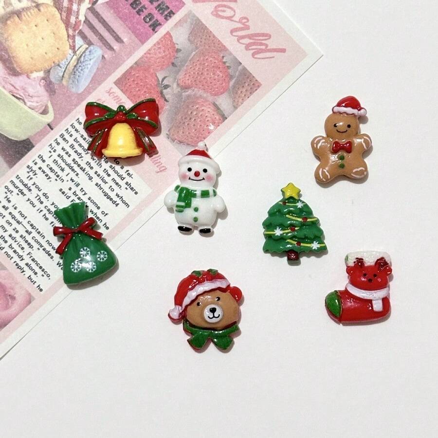 Creative Santa Claus Refrigerator Magnets, Snowman, Reindeer Refrigerator Stickers, Creative Stickers Photo Wall Black And White Version Home Kitchen Decoration Stickers, Cute Decoration Stickers, Kitchen Office Whiteboard Storage Cabinet Decoration, Kitchen Decoration, Home Decoration, Valentine's Day Gifts, Gifts For Friends And Family - Multicolor - View 1