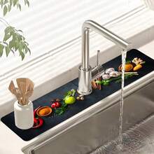 1 pieza de Almohadilla de Tierra de Diatomeas Absorbente de Agua y Drenaje - Antideslizante e Impermeable, Cubierta para Grifos de Cocina y Baño, Diseño Natural Moderno para Protección de Encimeras, Accesorio de Encimera de Moda