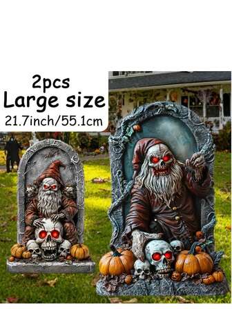 Pcs Large Halloween Tombstone Decorations - Spooky Graveyard Setup With Gothic Skulls, Easy Stake Installation, Weatherproof Outdoor/Indoor Use - Perfect For Yard, Party, Haunted House - No Electricity Needed - Ideal For Halloween Party Decorations, Outdoor Decor, Eerie Design, Longlasting Decor, Skull Decor, Home Decorators
