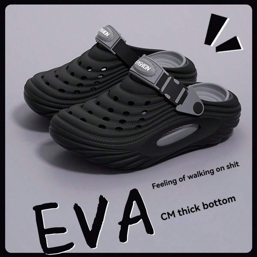 New Detachable Clogs, Summer Outdoor Non-Slip EVA Closed Toe Slippers, Beach Sandals - Dark Grey - View 1