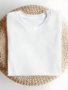 1pc 100% Cotton Women's Solid Color Round Neck T-Shirt, Daily Wear Women's Graphic Shirts, Casual Versatile Tops, Street Wear, Back To School Outfits , School Shirts, Halloween Clothes - trắng - Xem 2