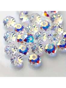 110/80/60 件 4/6/8 毫米奥地利水晶发光优质玻璃珠带孔，超闪亮，适用于珠宝制作 DIY 工艺品、圣诞装饰、房间装饰、艺术品 - 彩色 - 查看 14