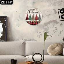 87-Inch Round Wooden Welcome Sign, With Checkered Border And Holiday Tree - Bohemian Style Hanging Decor, Suitable For Front Door, Porch Or Indoor Wall - Durable Wood Grain Design, No Electricity Needed, Holiday Home Decor, Decorations, Home Decor, Porch Decor, Farmhouse Style