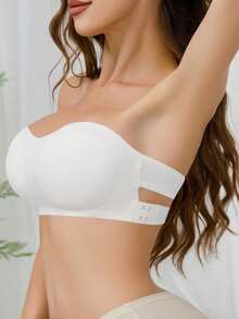 Solid Seamless Push Up Bra Strapless Side Closure Wireless Bandeau Top - Sexy Comfy Push Up Bra - Breathable Fabric - For Women - Perfect For Special Occasions & Casual Attire - Ideal Gift For Her - 白色 - 查看 4