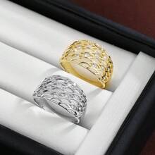 1pc Minimalist Hollow Geometric Design Cubic Zirconia Inlaid Women Ring - Multicolor - View 8