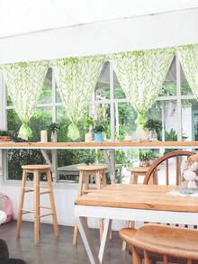 1 pezzo Tenda trasparente a foglia di salice, tenda a vite di foglia di salice in stile pastorale con passante superiore, ombreggiatura e protezione della privacy, adatta per soggiorno, camera da letto, balcone e altre decorazioni per ambienti | Decorazione autunnale - Multicolore - Visualizzare 8