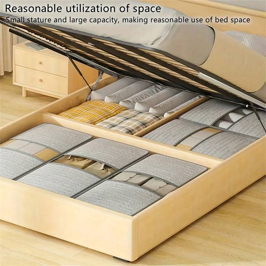 1件家用无纺布柔软布艺收纳袋，无钢架毛毯收纳袋，床底收纳袋，衣物毛毯收纳袋，移动整理大容量收纳盒，适用于柜子，旅行，学校，学校用品，可折叠收纳袋，衣服，毛毯，收纳袋，透气拉链收纳袋，适用于卧室收纳袋带透明窗口