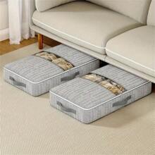 1件家用无纺布柔软布艺收纳袋，无钢架毛毯收纳袋，床底收纳袋，衣物毛毯收纳袋，移动整理大容量收纳盒，适用于柜子，旅行，学校，学校用品，可折叠收纳袋，衣服，毛毯，收纳袋，透气拉链收纳袋，适用于卧室收纳袋带透明窗口