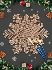 1/4/6pcs Christmas Arrow & Snowflake PVC Gold Foil Placemats, Christmas Hotel Restaurant Decor Heat Insulation Non-Slip Table Mats, Suitable For Wedding Party, Valentine's Day, Holiday Celebration, Picnic, Birthday Banquet Table Decoration - Multicolor - View 3