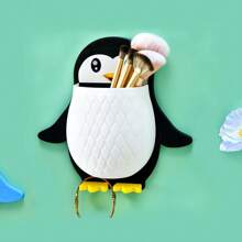 1 件壁挂式牙刷架小企鹅收纳架自粘式牙刷收纳盒牙膏架架子厨具化妆品收纳盒