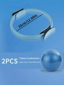 2pcs Pilates Ring And Yoga Ball Set-Fitness Kit With Polypropylene Ring And PVC Anti-Slip Yoga Ball,Durable And Explosion-Proof,Ideal For Universal Workout Routines,Available In Purple,Pink,Blue,And Grey Combinations