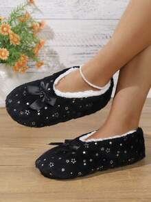 Women's Warm Indoor Slippers With Shiny Stars; Soft & Comfortable Material, Lightweight Anti-Slip Sole, Fluffy Warm Lining, Perfect Choice For Home Activities In Autumn/Winter - Pink - View 4