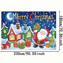 1pc 2D Christmas Theme Photography Backdrop, Includes Santa Claus, Gifts And Snowy Houses, No Electricity Needed, Suitable For Various Occasions, Best For Christmas