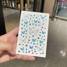 2 błyszczące naklejki z motylami i kryształkami do makijażu oczu i dekoracji twarzy – idealne na festiwalowe stylizacje, imprezowy blichtr, codzienne upiększenia, projekty DIY