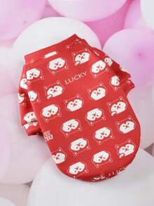 1 pieza Sudadera con capucha y peluche para mascotas con estampado rosa, con patrones de letras y fresas (letras al azar), con gorra sin viento, cálido para gato y perro, adecuado para deportes al aire libre y tiempo libre en otoño e invierno. - Multicolor - Ver 8