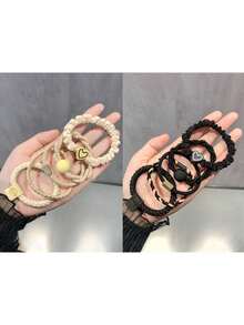 Set da 5 fasce per capelli in gomma color caffè per donne, versione aggiornata, fascia per capelli audace, accessori semplici per capelli, senza danneggiare i capelli, accessori per capelli da donna, strumenti per capelli, accessori di bellezza, accessori per capelli ricci da donna, autunno, viaggio