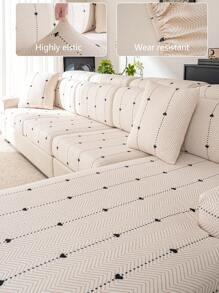 1 件弹力沙发套，防滑全覆盖沙发座套，四季通用沙发垫套，布艺加厚沙发毯，可机洗，防尘，宠物友好，家居装饰，可调节，适用于转角沙发、卧室、办公室、客厅 1/2/3/4 座 - 米色 - 查看 2
