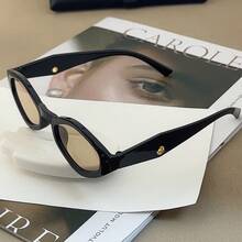 1 件时尚菱形框时尚眼镜，适合女性的街头风格 - 黑框淺茶片 - 查看 5