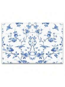 6pcs Blue And White Porcelain Pattern Placemats, 100% Polyester Woven, Size 12"X18"/30cm X 45cm, Machine Washable, Heat Resistant, Stain Proof, Waterproof, Easy To Clean, Suitable For Tabletop Decor, Dish Protection, Gifts, Party Decoration, Kitchen And Living Room Decor. - Blue - View 23