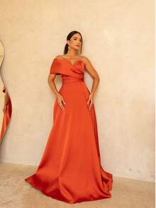 Long Dress With No Sleeves, Strapless, Flared Slit Birthday Party Party Wedding Cocktail Formal And Evening Wedding Guest Prom - 地球 - 查看 3