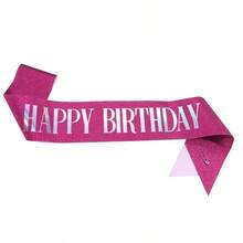 1Pc,'Happy Birthday' Sash Ribbon For Women And Men,Happy Birthday Sash Hot Pink White Rose Gold Black With Iridescent Foil Sash For 16th 18th 21st 30th 40th 50th 60th 70th 80th 90th Birthday Sash Gift Or Any Bday Party Birthday Party, For Any Age