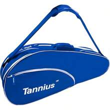 Tannius - Bolsa de raqueta de tenis (3-5 raquetas), con compartimento para zapatos y teléfono y almohadilla protectora, bolsa de raqueta súper espaciosa y ligera para tenis, bádminton - azul - Ver 12