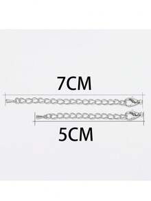 10 件 50/70 毫米银色防锈链，带龙虾扣，泪珠延长链，适用于 DIY 手链项链首饰制作