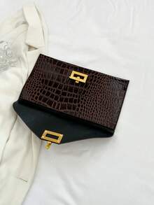 1 Túi cầm tay họa tiết đá giả trơn màu tối giản sang trọng - Cà phê - Xem 8