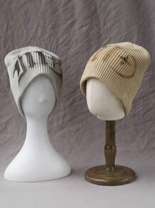 1 件女士时尚 Y2K 提花针织帽，温暖且适合秋冬休闲装 - A - 查看 2