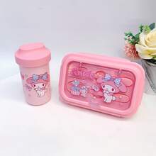 Sanrio 2pcs Hello Kitty Licensed Melody & Cinnamoroll Large Capacity Cartoon Lunch Box Set, Includes DIY Stickers, Cute Kuromi Microwave Bento Box - Adorable Meal Prep Containers