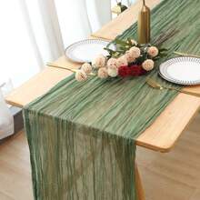5pcs Ruched Table Cloth, 35*71 Inches, Cheese Cloth, Suitable For Wedding, Reception, Bridal Shower, Party, Birthday, Daily Dining Table & Chair Decor - Multicolor - View 4