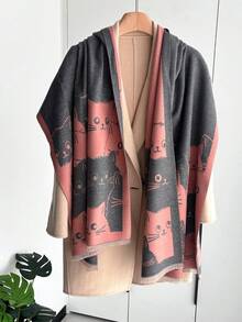 1pc Women's Double-Sided Jacquard Faux Cashmere Warm Scarf Shawl, Suitable For Daily Wear, Autumn/Winter