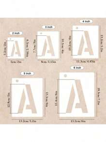 42Pcs/Set Letter Stencils Symbol Numbers Craft Stencils, 2/3/4/5 Inch Reusable Alphabet Templates Interlocking Stencil Kit For Painting On Wood, Wall, Fabric, Rock, Sign, DIY Art Projects - White - View 3