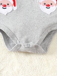 3pcs Christmas Baby Plaid Suspender Santa Claus Embroidered 2 In 1 Long Sleeve Bodysuit+ Red Plaid Pants + Hat Set