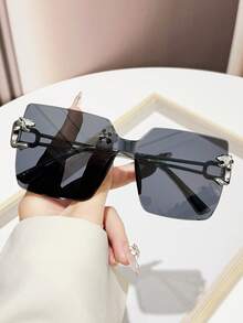 1pc Retro Personalized Fashion Gradient PC Lens Rimless Lightweight Luxury Fashion Glasses - Multicolor - View 17