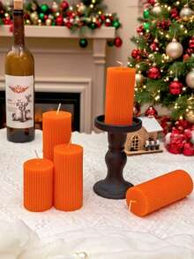 Lumânare cilindrică portocalie de Crăciun pentru aromaterapie, set de lumânări decorative, fabricată din ceară de soia și parafină, conține lumânări aromatice, poate arde timp de 42 de ore, decorare centru lumânare de Halloween, cadou pentru cea mai bună prietenă, cadou pentru femei, cadou de iarnă, decorare casă lumânare, lumânare con de Crăciun