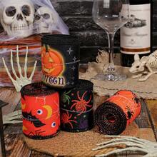 1pc Creative Halloween Spider Print Ribbon, Spooky Party Decor Streamer, DIY Craft Supplies - Perfect Gift