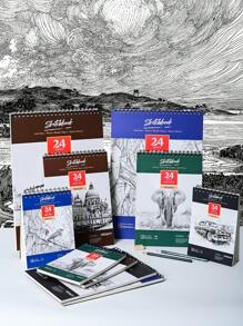 دفتر رسم سبيرال مقوى 1 قطعة، دفتر رسم مائي سميك مقوى 24 ورقة (78 رطل/160 جم/م2) A3/A4/A5، ورق رسم فني خالي من الحمض مناسب للرسم والرسم بالألوان المائية للبالغين والفنانين المبتدئين، هدية عيد الأم، لوازم مدرسية