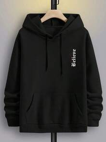 Sudadera con capucha de moda para hombres, sudadera con capucha con estampado grande de David, estilo emo, estilo de los 2000, para otoño, top de manga larga - Negro - Ver 2