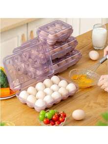 1 قطعة صندوق تخزين بيض محمول 6/15/24 خلية (مع غطاء)، مناسب للنزهات والشواء والتخييم في الهواء الطلق، حامي البيض، أداة صينية بيض للثلاجة المنزلية. سلع منزلية.