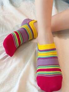 Colorful Stripes, Vertical Stripes, Simple Polka Dots That Don't Fall Off, Boat Socks, Girls, Invisible Socks, Girls