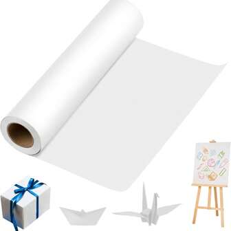 White Kraft Paper Roll, 17.3in X 32.8ft(44cm X 10m) - Bulletin Board Paper For Arts & Crafts, Gift Wrapping, Moving Packing & Drawing