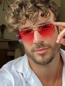 Aviator Sunglasses Dark Women Men Beautiful Style - Pink - View 2