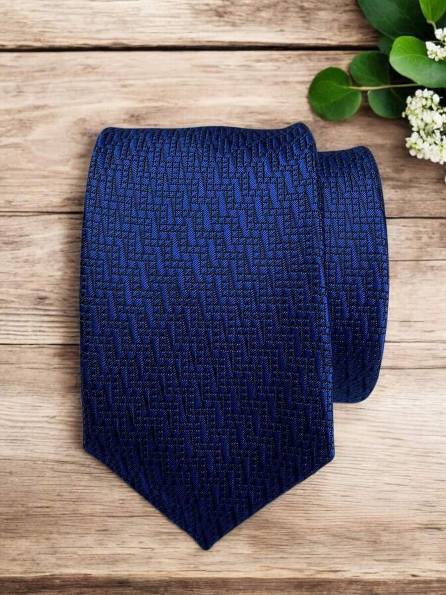 Luxury Men's Skinny Tie Polyester Silk Solid Color Polka Dots Slim Jacquard Groomsmen Tie - 薑色 - 查看 1