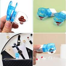 Dispensador de medicamentos de 1/2 peças, dispositivo anticontaminação para uso doméstico, removedor de comprimidos portátil para idosos, abridor de comprimidos, removedor de comprimidos com caixa de comprimidos, abridor de blister, adequado para cuidados com as unhas e pacientes com artrite (cor aleatória)
