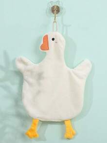 1pc Cartoon Goose Hand Towel, Fast-Drying Coral Fleece Towel With Strong Water Absorption, Suitable For Hanging In Kitchen, Bathroom, And Bedroom (Gray) Back To School Dish Cloths Kitchen Towel