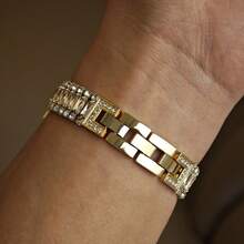 Stainless Steel Metal Watch Band For Apple Watch, Fashion Rhinestone Design For Women, Suitable For Office, Fitness, Party, Comes With Connector And Adjustment Tool, Length 15cm-18cm, Fits Wrist Size, Black/Rose Gold/Silver/Gold, Compatible With Apple Watch S10/Ultra 1/Ultra 2/S9/S8/S7/S6/S5/Series 4/SE, 40mm/41mm/42mm/44mm/45mm/46mm/49mm Watch Face Size