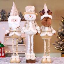 Rozkładana figurka Świętego Mikołaja i Bałwana, ozdoba stojąca w kolorze szampańskim